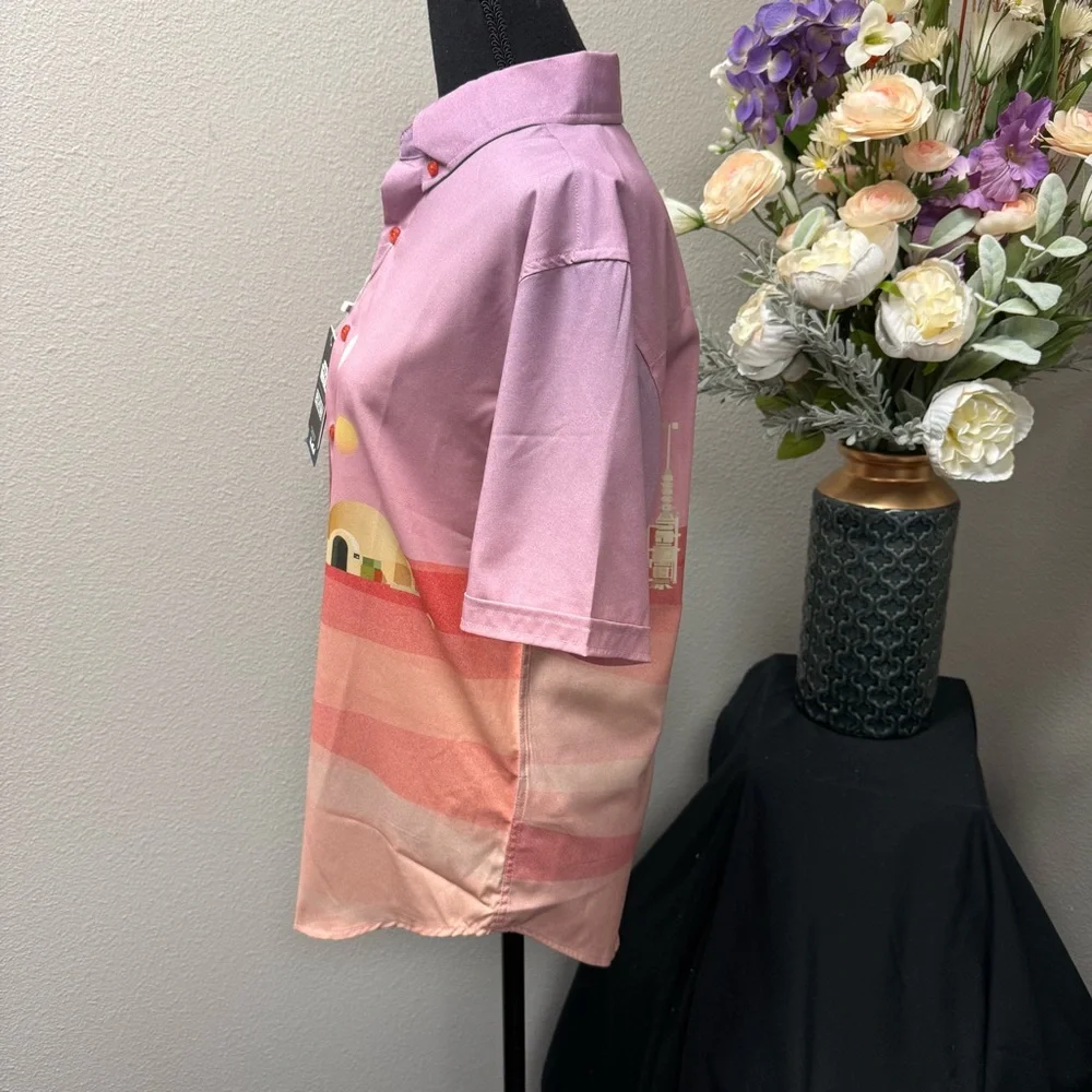 NWT RSVLTS Star Wars Tatooine Print Button-Up Shirt Small - Picture 2 of 9